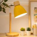 Luminária de Mesa Estilo Nórdico Metal e Madeira